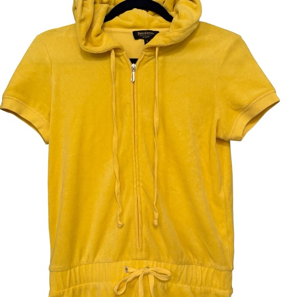 Y2K Juicy Couture Black Label Morning Sunshine Microterry Hooded Romper, Sz S - Picture 5 of 15